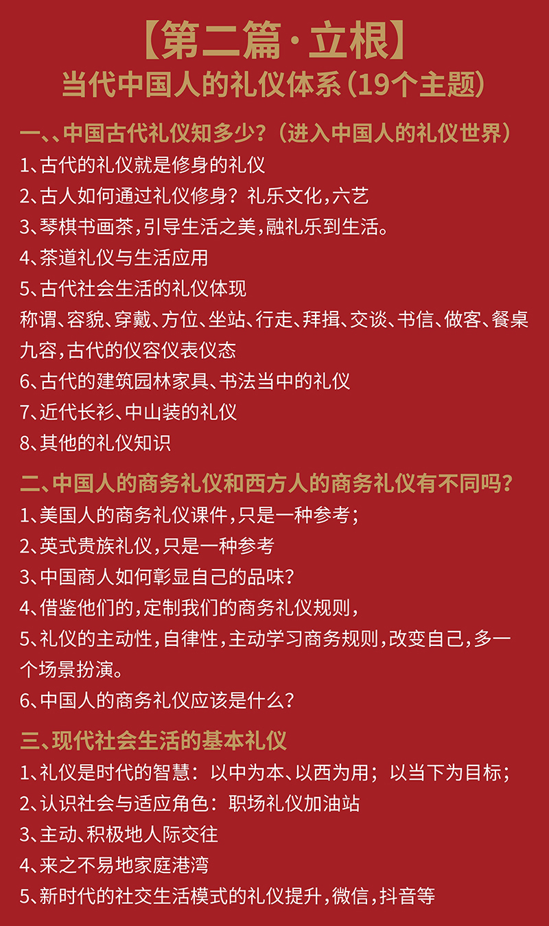 王新老師新書《重新定義禮儀培訓(xùn)師》視頻書課程目錄