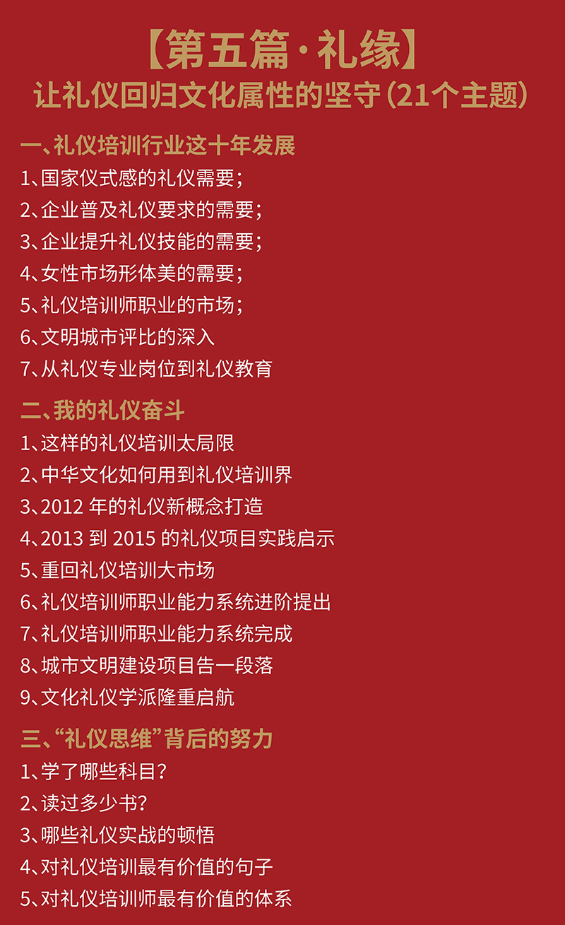 王新老師新書《重新定義禮儀培訓(xùn)師》視頻書課程目錄